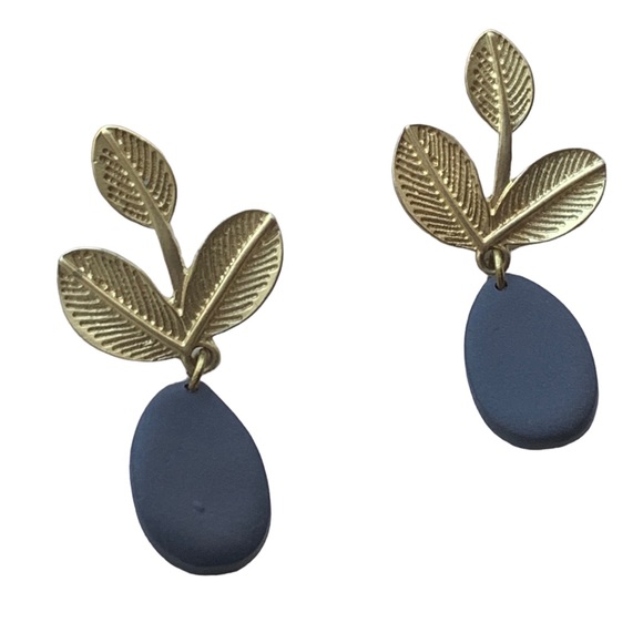 DAISY LANE STUDIOS Matte Gold Gray Teardrop Dangle Post Earrings Woman’s Jewelry - Picture 2 of 5